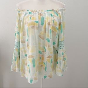 Crown & Ivy off shoulder bell sleeve blouse size large